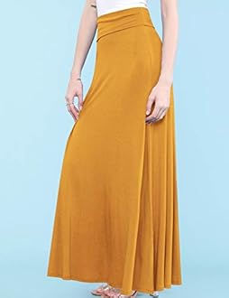 Lock and Love Women's Casual High Waist Solid/Tie Dye Fold Over Flowy Long Maxi Skirt