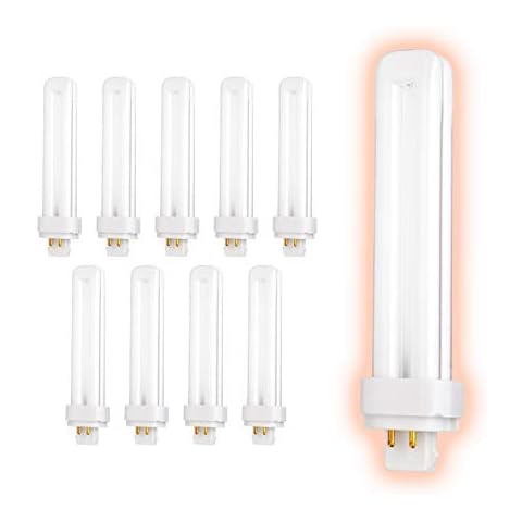 GoodBulb 26 Watt CFL Light Bulbs | 4 Pin G24Q-3 Base 5000K Daylight | 26W High Output 1800 Lumens | Double Tube Compact Fluorescent Light Bulbs Plug-in | 10 Pack Cover
