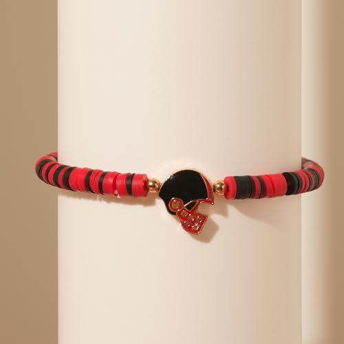 Game Day Bracelets for Women - Football Mom Accessories!Heishi Clay Beaded Stretch Bracelets. Stackable Sports Football Charm Bracelet Bangles. Ideal for Gameday Outfits for Women.4