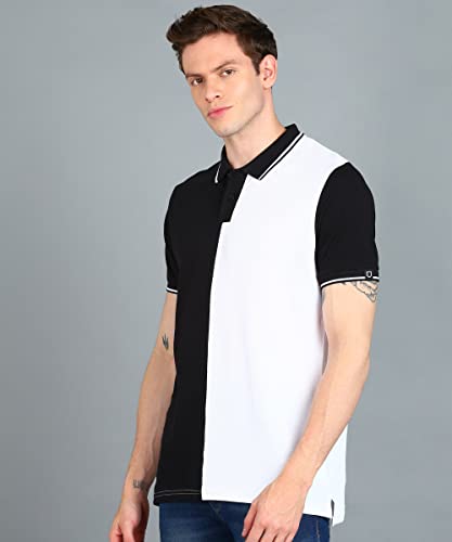 Image of Urbano Fashion Men's Colour-Block Slim Fit Half Sleeve Cotton Polo T-Shirt