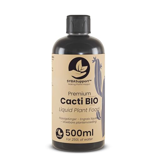 Sybotanica - Kakteen Flüssigdünger – 500ML SYBASupport Natürlicher, Veganer Kakteendünger für Blumenerde – Hochkonzentriert für 250L Gießwasser für Zimmerpflanzenliebhaber