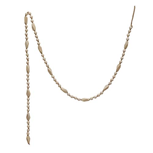 Creative Co-Op 72" L Paulownia Wood Bead Garland, Natural