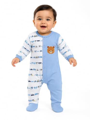 Image of Baby Boy Single Romper 100% Cotton Full Sleeve Onesie with Front Snap Buttons