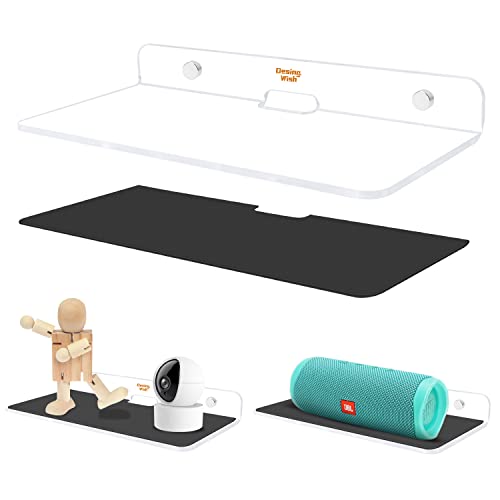 Mini étagères murales, étagère Flottante en Acrylique étagère Murale Salle de Bain, Petite étagère Murale Noir/Invisible étagère Flottante Cuisine avec Tapis antidérapant Cover