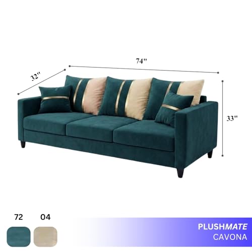 Image of Jester Plush Comfort Sofa | 3 Seater | Luxury Velvet Suede Fabric | Modern Living Room Sofa | Green Teal