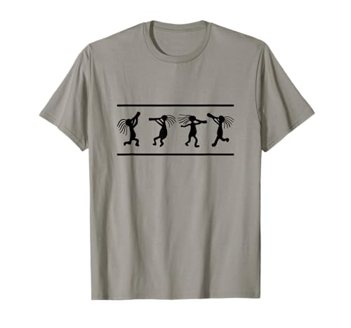 Native American Merchandise Kokopelli Dance T-Shirt - Unisex, Grey, Small, Short Sleeve, T-Shirt