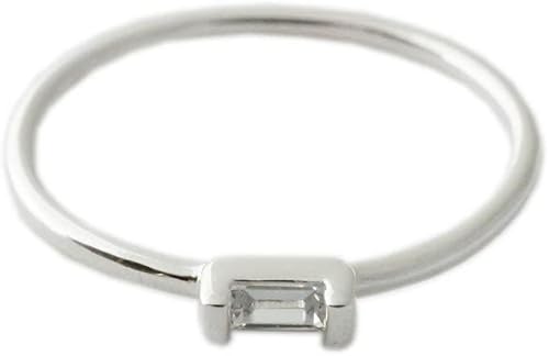 HONEYCAT Pequeño anillo de cristal de baguette en placa de oro, placa de oro rosa o placa de plata de ley Joyería minimalista y delicada,