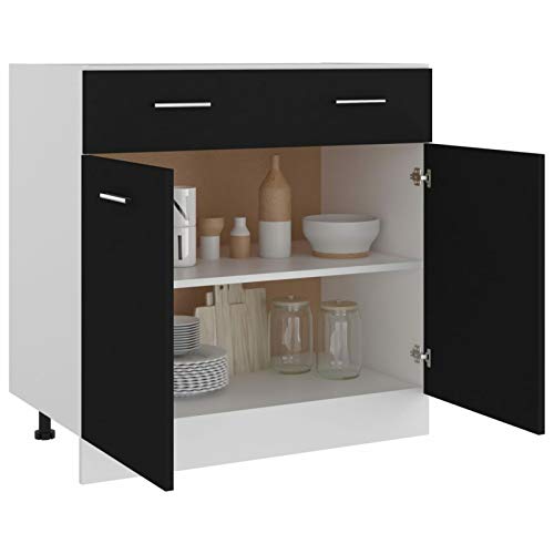Tidyard Gecheer Black Kitchen Storage Unit - Lyon Range, Engineered Wood, 80 x 46 x 81.5 cm, Modern Style, Wall Attachment Required Model801237 - Image 9