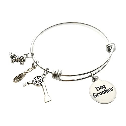 Dog Groomer Theme Charm Bracelet Stainless Steel Expandable Bangle #TOP3