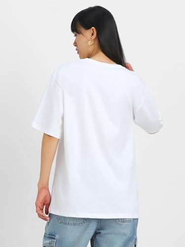 Image of JUNEBERRY Women's Cotton Graphic Print Oversized Fit T-Shirt