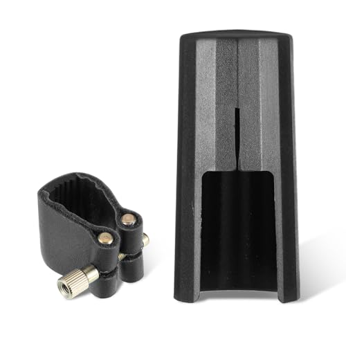 Clarinet Leather Ligature Bb Flat, Clarinet Ligature Fastener with Plastic Cap Clarinets Mouthpiece Cap Durable Ligatures Fastener Mouthpiece Cover for Clarinets