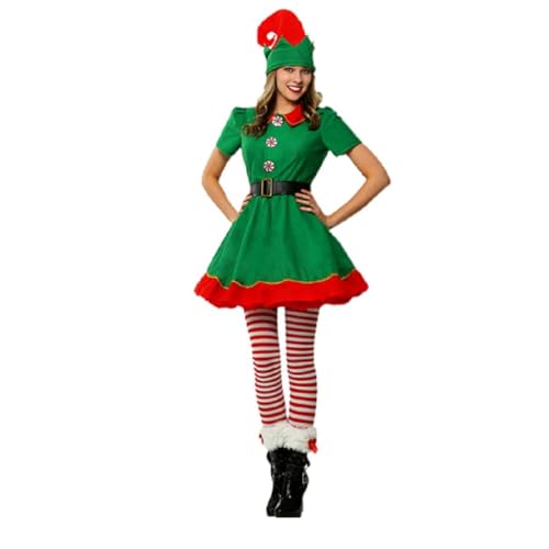 Générique Costume Lutin de Noël pour Enfants Femme Homme Déguisement Lutin Enfant Ensemble de bonnets et de chaussettes Déguisements de Noël pour toute...