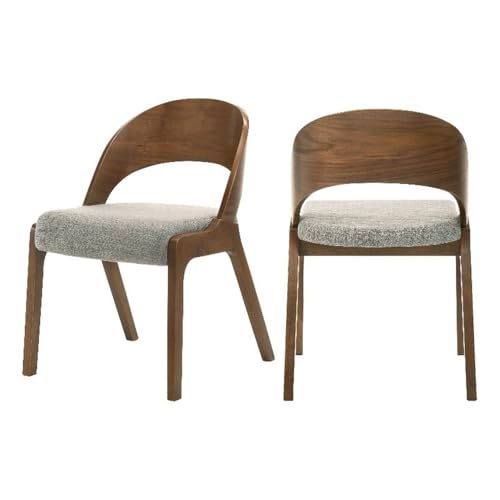 Meridian Furniture 868Grey-C Woodson Collection Mid-Century Modern Dining Chair, Soft Grey Linen Textured Polyester Fabric, Walnut Veneer, Wood Legs, 19.88" W x 23.03" D x 30.20" H, Grey, Set of 2 by Meridian Furniture - Used condition - US$134.80