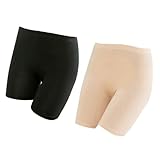 Mipcase 2 Piezas Pantalones Cortos Leggings Seguridad Mujer Verano Alta Cintura Transpirables Elásticos Pack Negro Beige Antiviento