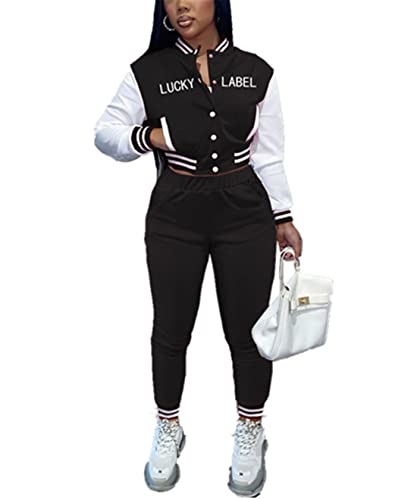 Girls Fashion Varsity Jacket Patchwork 2 Piece Outfit Tracksuit Slim Fit Bomber Jackets Sweatsuit Set