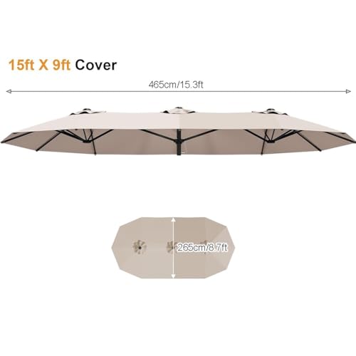 Toldo de Repuesto para Sombrilla 132-135 cm Gris Claro 5