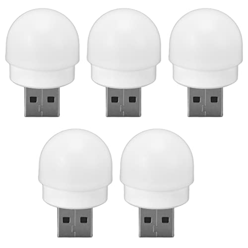 5 Stück USB-Nachtlicht,Mini-LED-Birne, Plug-In-LED-Optische Täuschung, Energiesparlampen, Augenschutzlampen mit Smart-Touch-Schalter, Lampe für Kinder für Schlafzimmer, Badezimmer, Kinderzimmer(W