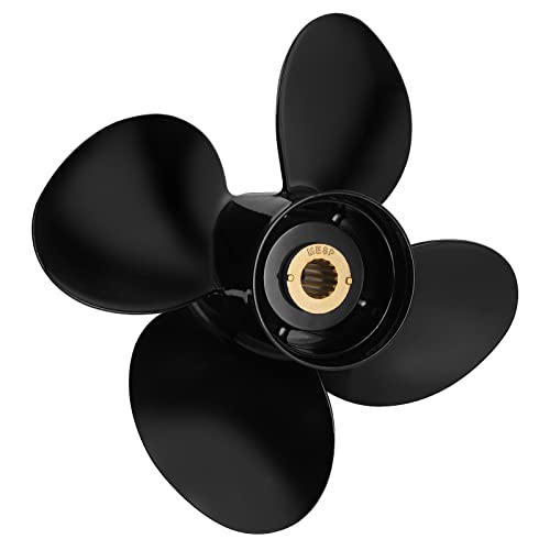 Image of Upgrade OEM Aluminum Boat Propeller Compatible with Mercury Engines 40hp 50hp 60hp 75hp 90hp 100hp 115hp 125hp,15 Spline,4 1 /4 inch Gearcase4 Blades,RH