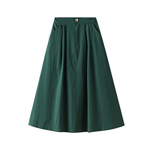 Jupe trapèze plissée en coton avec fermeture éclair ajustable