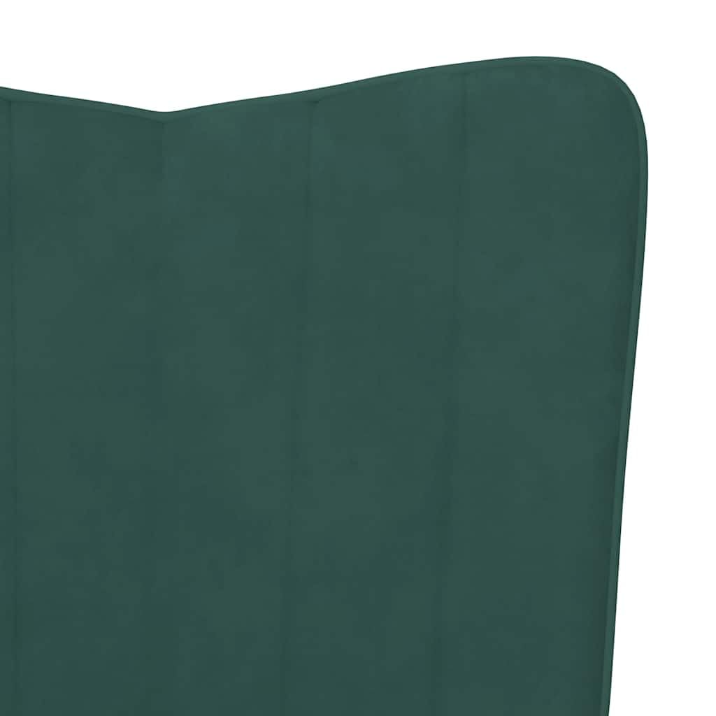 vidaXL Schaukelstuhl mit Hocker Schaukelsessel Schwingsessel Relaxstuhl Relaxsessel Ruhesessel Sessel Wohnzimmerstuhl Polsterstuhl Samt Dunkelgrün