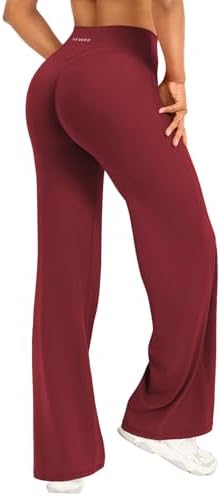 YEOREO Straight Leggings Damen Invisible Scrunch Hohe Taille Gym Pants No Front Seam Weitem Bein Yoga Hose Blickdicht Elastische Flared Leggings Soft Nahtlose Sport Schlaghose