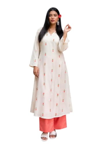 Image of Stylum Women's Rust Ethnic Printed Rayon A-Line Kurta Palazzo Set | Palazzo Kurti Set for Women