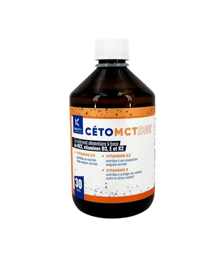 Huile MCT pure CetoMCT de fabrication française avec vitamines D3, E et K2