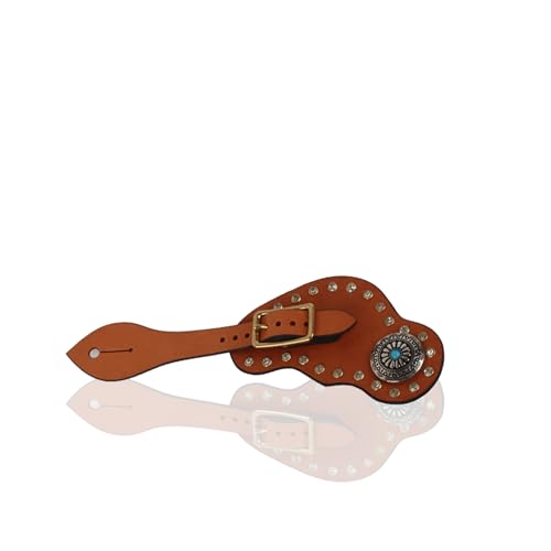 HERCHR Sangles D'éperons Occidentales en Cuir, Bottes De Cowboy Cloutées en Cuir Occidental avec Boucle, Sangles D'éperons pour Hommes Et Femmes pour...