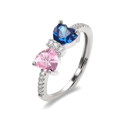 Raicegs Silver September October Birthstone Rings for Women Heart Cubic Zirconia Gemstone Adjustable Ring Personalized Jewelry Dainty Birthday Gifts for Her Mom