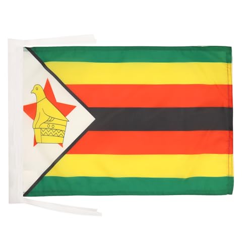 AZ FLAG - Drapeau Zimbabwe - 45x30 cm - Pavillon Zimbabwéen 100% Polyester Avec Deux Cordelettes - 20g