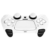 eXtremeRate PlayVital Guardian Edition White Ergonomic Soft Anti-slip Controller Silicone Case Cover for ps5, Rubber Protector Skins with White Joystick Caps for ps5 Controller - Image 8
