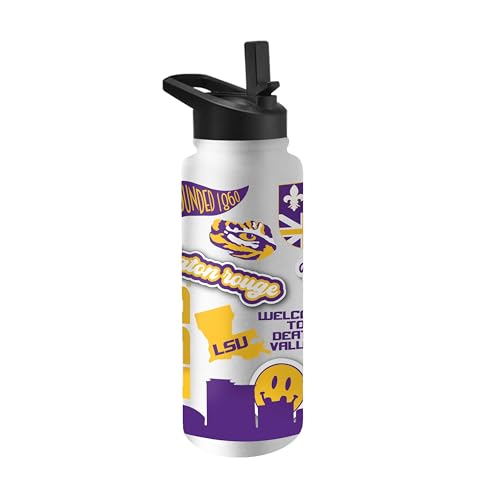 Image of Logo Brands NCAA Native 34 oz Quencher Water Bottle - | Local Icons Design | Double-Wall Insulated| Leak-Proof Lid & Built-In Straw