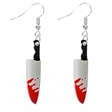 Halloween Ohrringe, Blutiges Messer Blut Horror Schmuck accessoires für halloween kostüm messer, Damen Mädchen Mottoparty Karneval Cosplay Verkleidung