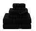 Cotton Craft Ultra Soft 6 Piece Towel Set Black, Luxurious 100% Ringspun Cotton, Heavy Weight & Absorbent, Rayon Trim - 2 Oversized Large Bath Towels 30x54, 2 Hand Towels 16x28, 2 Wash Cloths 12x12