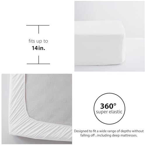 Image of Zzlpp Full Comforter Set 7 Pieces, White Seersucker Bed in a Bag with Comforter and 2 Sheets, All Season Bedding Sets with 1 Comforter, 2 Pillow Shams, 2 Pillowcases