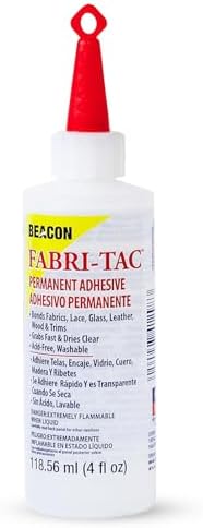 Beacon Fabri-Tac 118ml Permanent Adhesive Fabric Glue - Strong Leather Glue for Lace, Clothes, Glass, Wood & Trims - Quick Drying Craft Glue for Upholstery, Home decor & Household Repairs