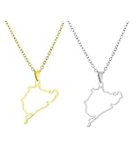 2 German Nürburgring Track Necklaces, Stainless Steel Hollow Out Necklaces for Men and Women, Car Racing Fanatic Accessories