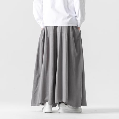GURUNVANI Herren-Hose mit weitem Bein, japanische Yoga-Haremshose, Hip-Hop, lockere Hose, GRAU, M