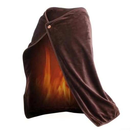 Manta eléctrica para piernas y cuerpo con tela de franela suave y calor rápido (marrón)
