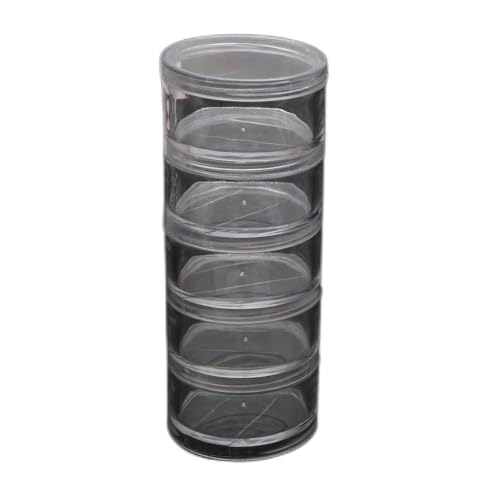 XINAJUND Recipientes cilíndricos apilables de 5 capas para cuentas, redondos, transparentes, con tapa, para maquillaje y uñas
