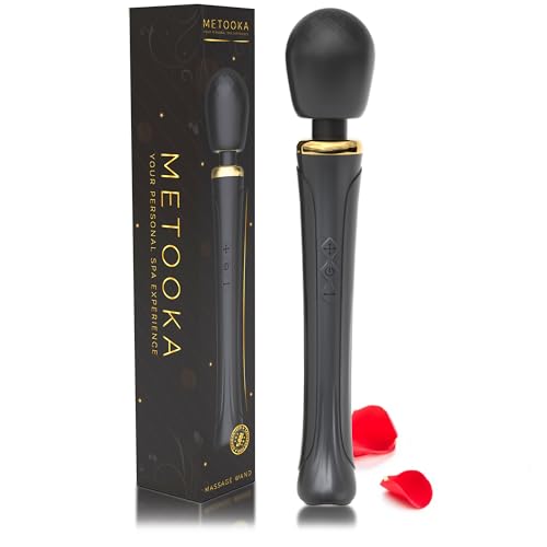 Metooka Therapeutic Cordless Massager - IPX6 Waterproof Powerful Massage Tool Handheld 8 Speeds 20 Patterns - Rechargeable Hand Massagers for Sore Muscles - Hand Held Massage Tool for Neck & Back