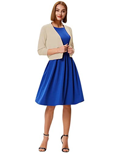 GRACE KARIN Women's 3/4 Sleeve Knit Cropped Cardigan Sweaters Open Front Bolero Shrugs Coat Tops S-3XL3