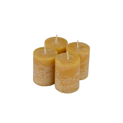 Homéa Set de 4 Bougies Pilier Jaune Moutarde D4xH5 cm