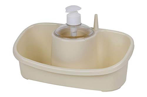 Cofan Estropajero Con Dosificador | Color Beige O Gris Claro | Medidas 26 X 13 X 16.5 Cm