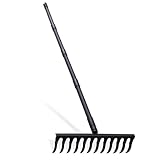 Pragmatist Bow Rake Heavy Duty 60" Metal Head Garden Rake with Adjustable Stainless Steel Handle Garden Tool for Loosening Soil Leveling Mulch Gathering Leaf