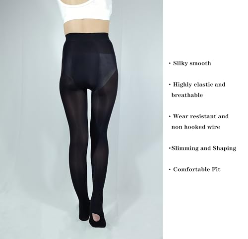 2 pairs of slightly transparent women's ballet dance tights, high waisted Open-sole pantyhose4