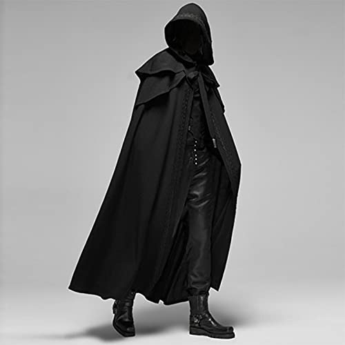 Rkwins PRIME DAY DEALS TODAY 2024 Halloween Costumes For Men Renaissance Hooded Cloak Cosplay Costumes Long Medieval Cloak Vintage Gothic Robe Black thumb #1