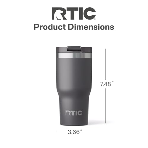 RTIC 20oz Essential Tumbler with Lid, Ceramic Lined, Insulated, Stainless Steel, Metal, Double Wall Vacuum-Insulation, Travel Cup for Iced Coffee, Tea, Hot and Cold Drink, Graphite - Thumbnail 3