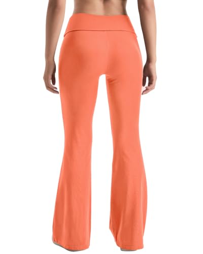 MOOSLOVER Women Flare Leggings Fold Over Bootcut Yoga Pants Casual Y2K Lounge Pants Comfy Cotton Leggings(S, Coral​​) — view 4