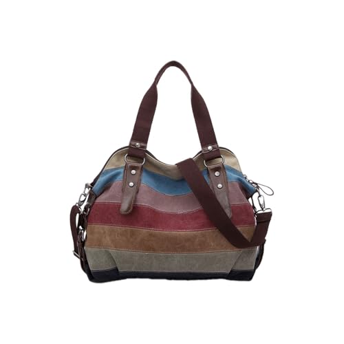Generisch Bolsas organizador armario multicolor rayas bolsa de transporte, bolso de mano, bolsos de hombro casuales, bolsa de compras de gran tamaño pantalones de chándal con bolsillos mujer, café,